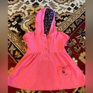 9m Pink Hooded Baby Tops with Floral Lining